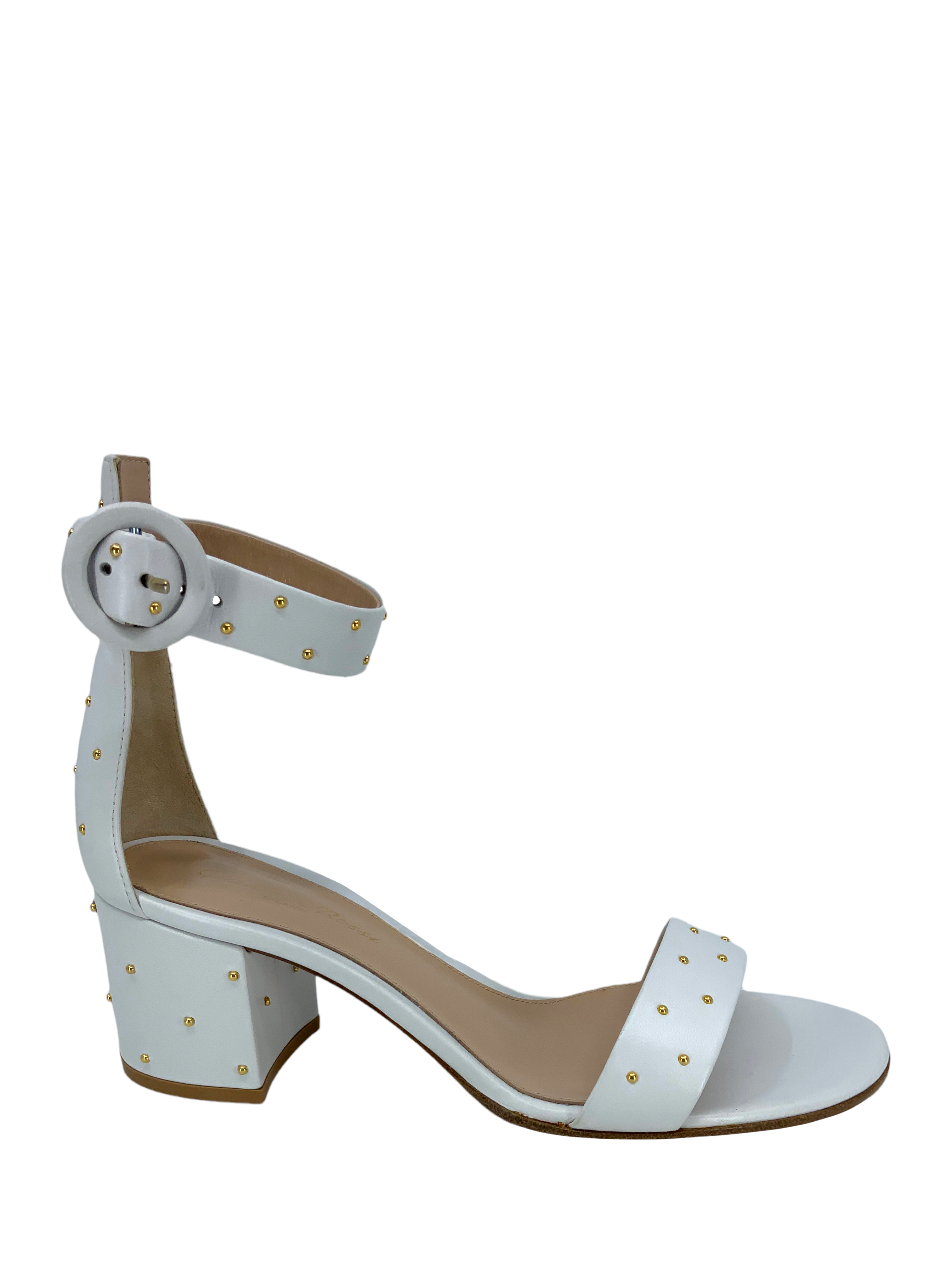 GIANVITO ROSSI 7.5 Studded Leather Sandals Versilia