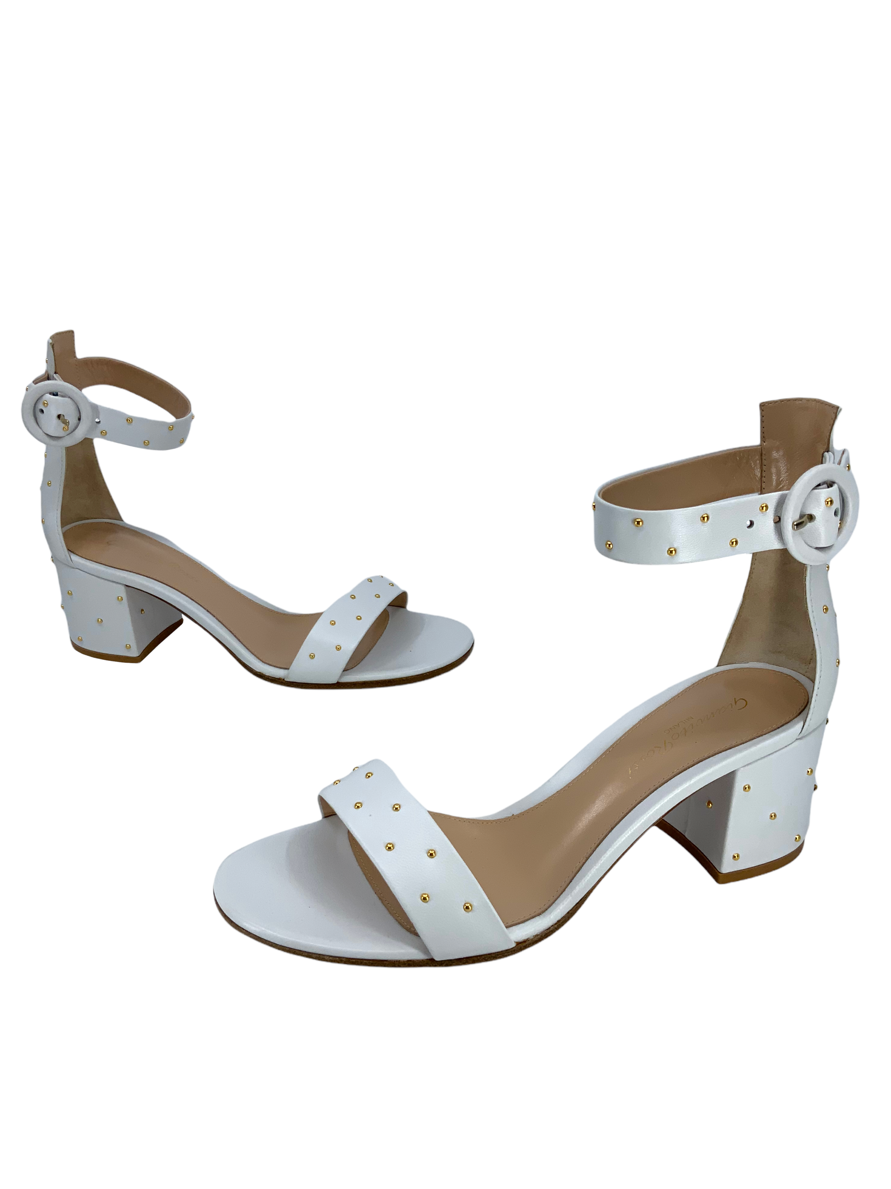 GIANVITO ROSSI 7.5 Studded Leather Sandals Versilia