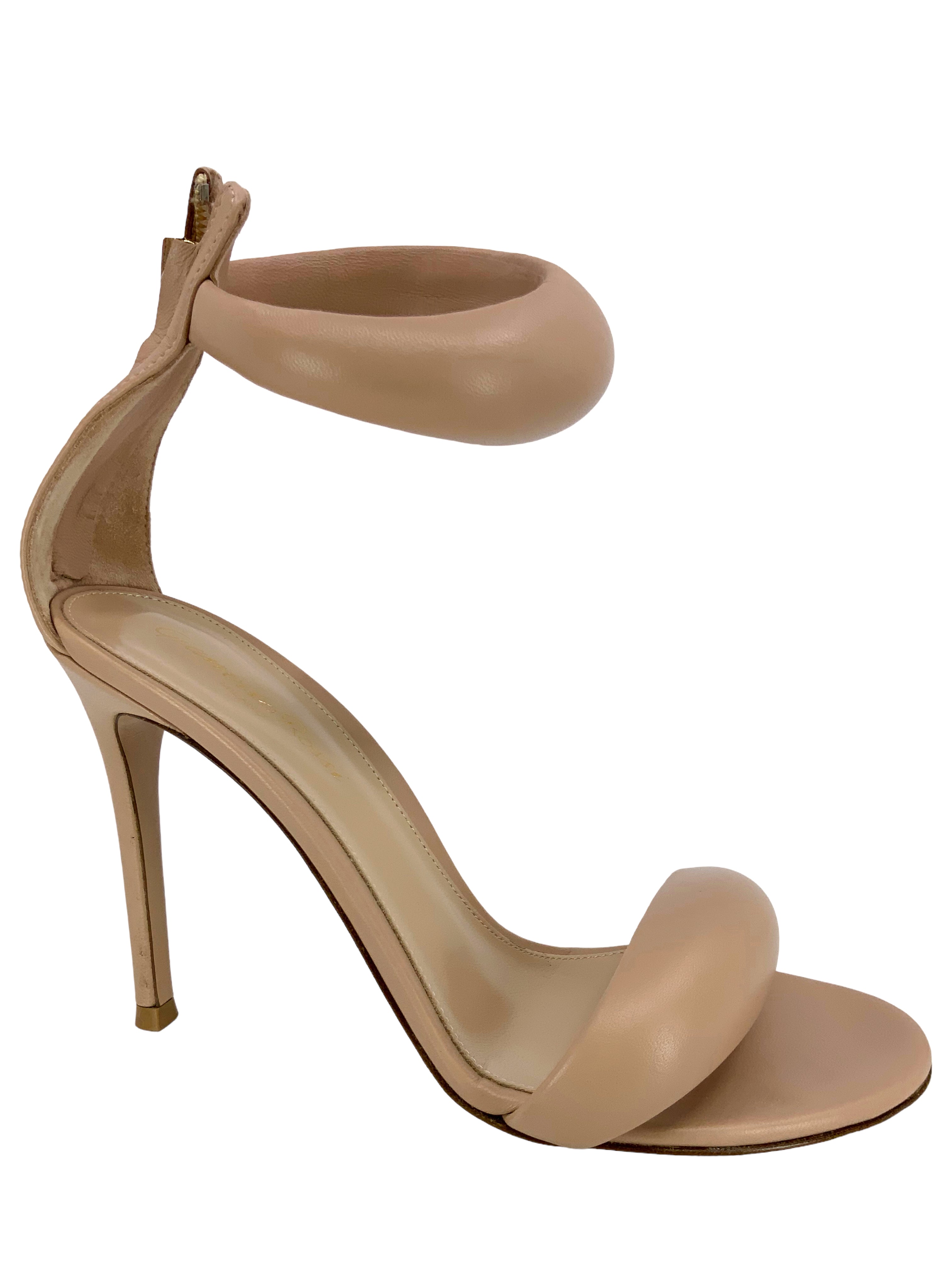 Gianvito Rossi Puffy Napa High-Heel Sandals - Size 7 with Ankle-Cuff + Bijoux