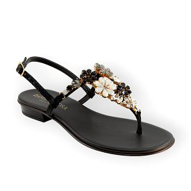 Gilda Crystal Sandals - Black, Perfect for Any Occasion