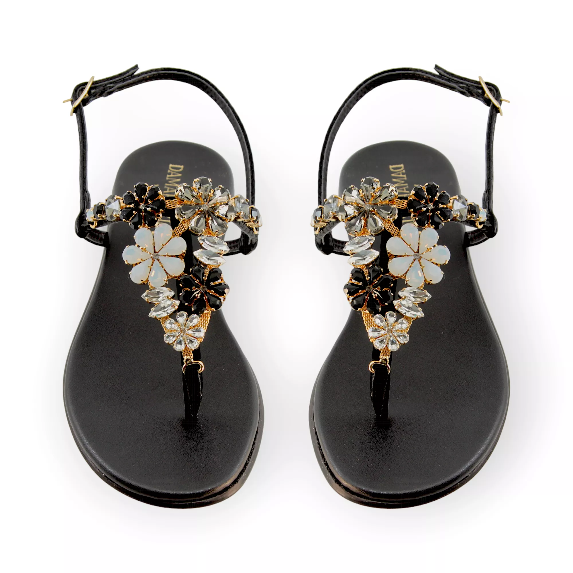 Gilda Crystal Sandals - Black, Perfect for Any Occasion