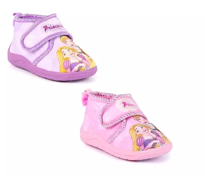 Girls Disney Princess Bedroom Slippers - Pink Purple - Childs childrens