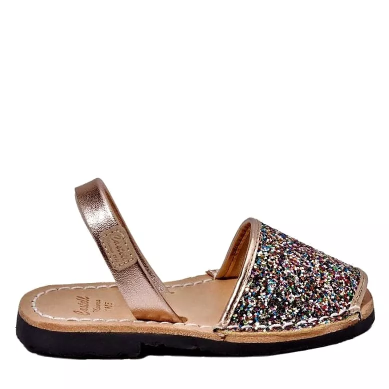 Glitter Leather Kids Menorcan Sandal - Iker 1097R