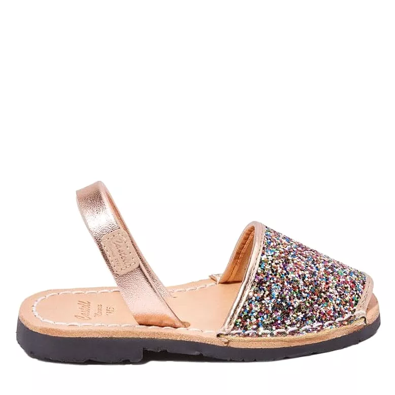 Glitter Leather Kids Menorcan Sandal - Iker 1097R