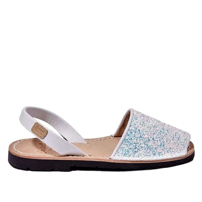 Glitter Leather Kids Menorcan Sandals - Iker 1097R Stretch