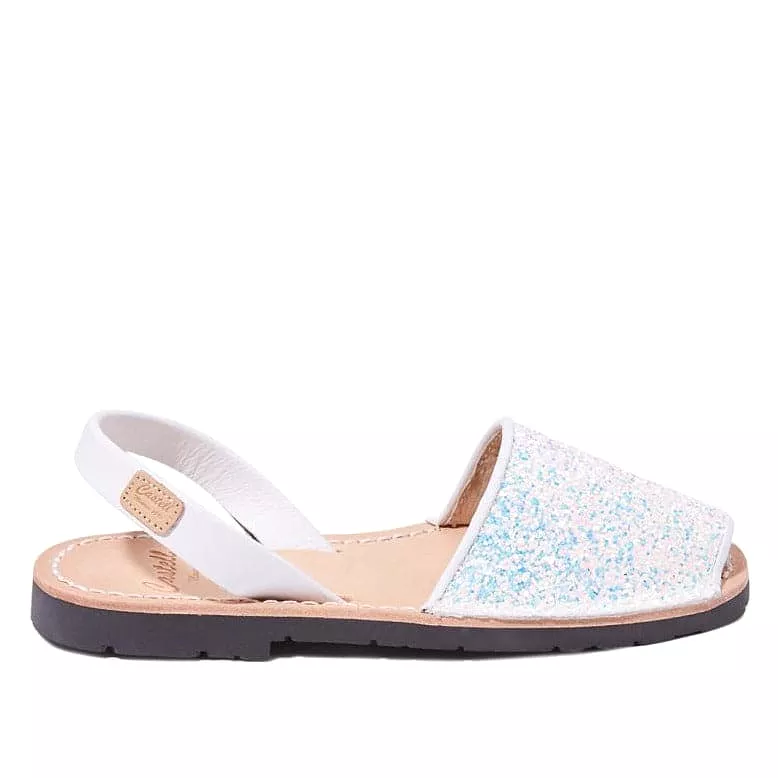 Glitter Leather Kids Menorcan Sandals - Iker 1097R Stretch