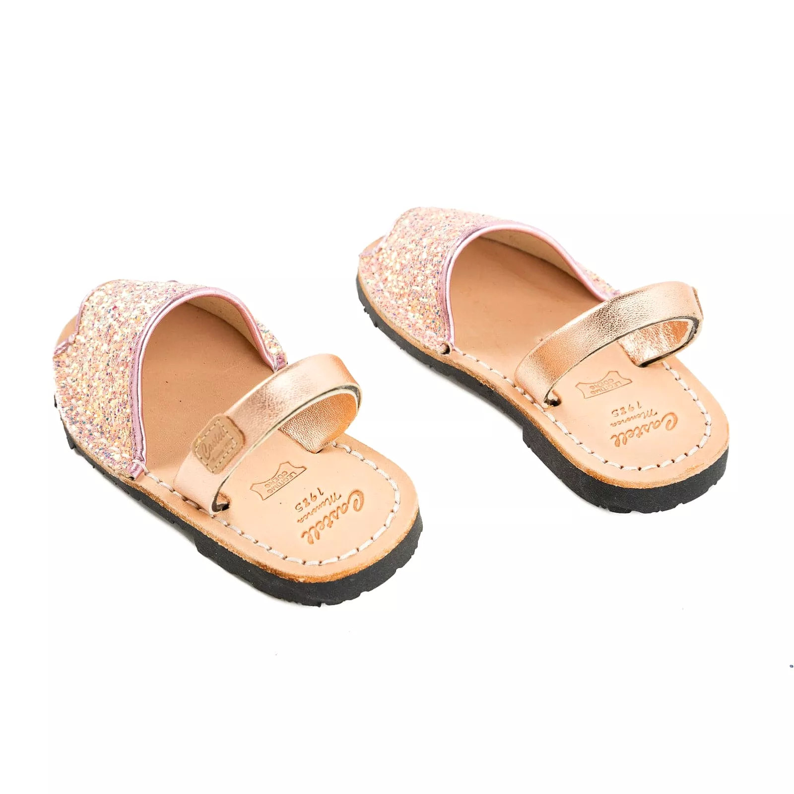 Glitter Leather Kids Menorcan Sandals - Iker 1097R Stretch