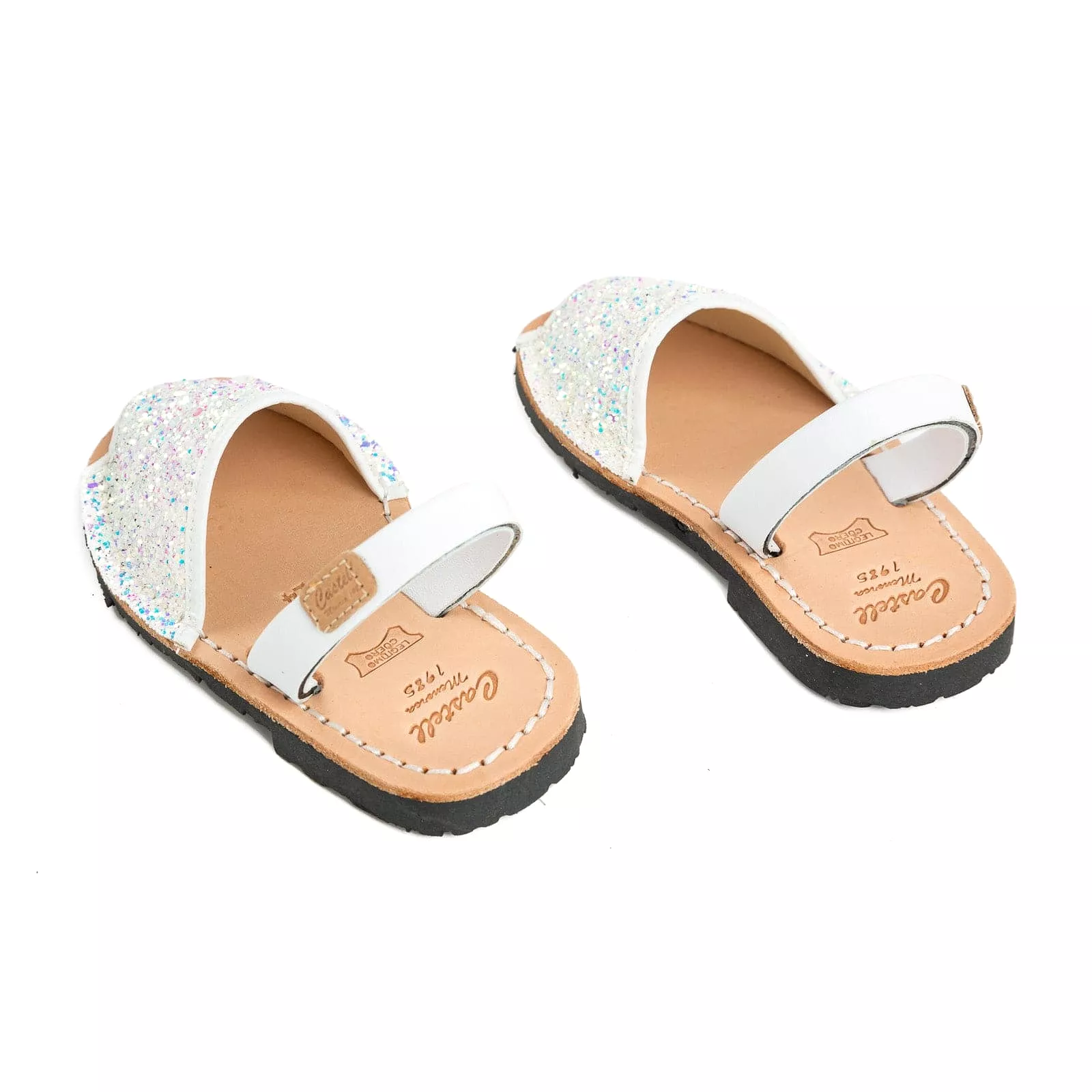 Glitter Leather Kids Menorcan Sandals - Iker 1097R Stretch