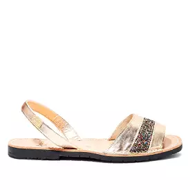 Glitter Leather Open Toe Women's Menorcan Sandal - Glam 1731