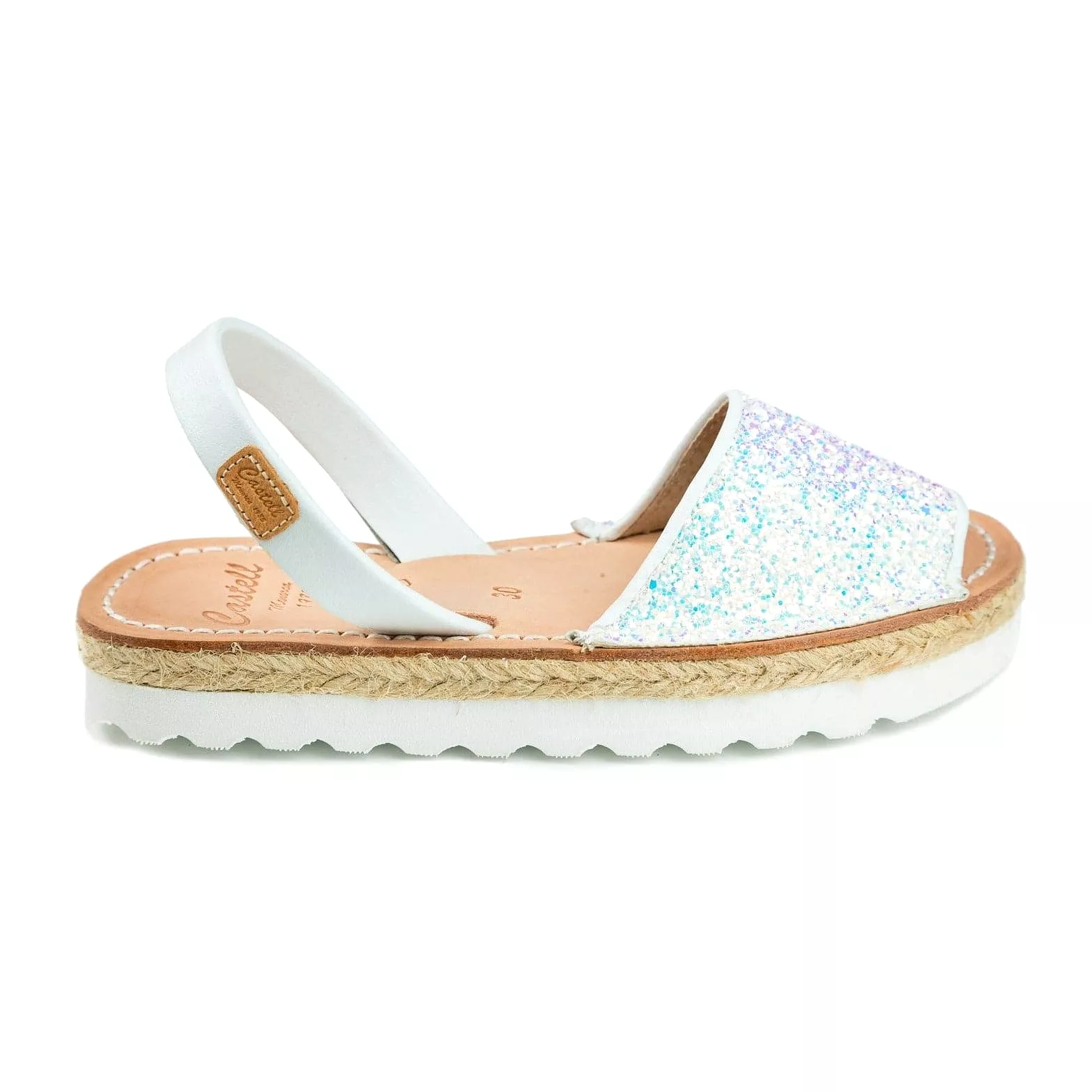 Glitter Menorcan Sandal for Kids - Roma Leather 1886R Stretch