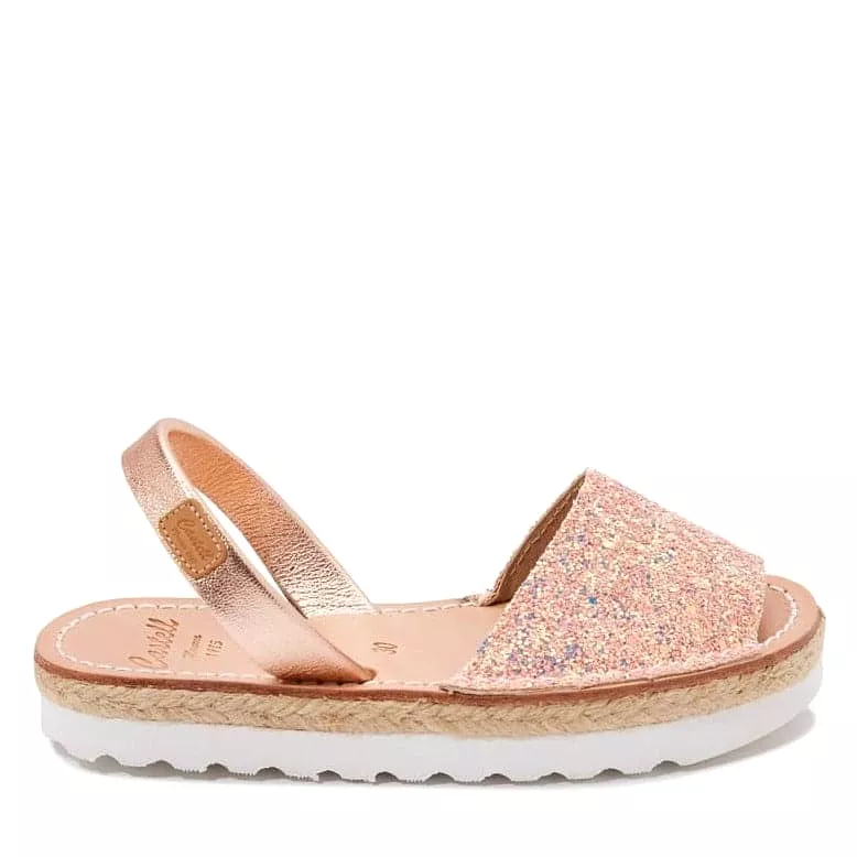 Glitter Menorcan Sandal for Kids - Roma Leather 1886R Stretch