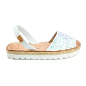 Glitter Menorcan Sandal for Kids - Roma Leather 1886R Stretch