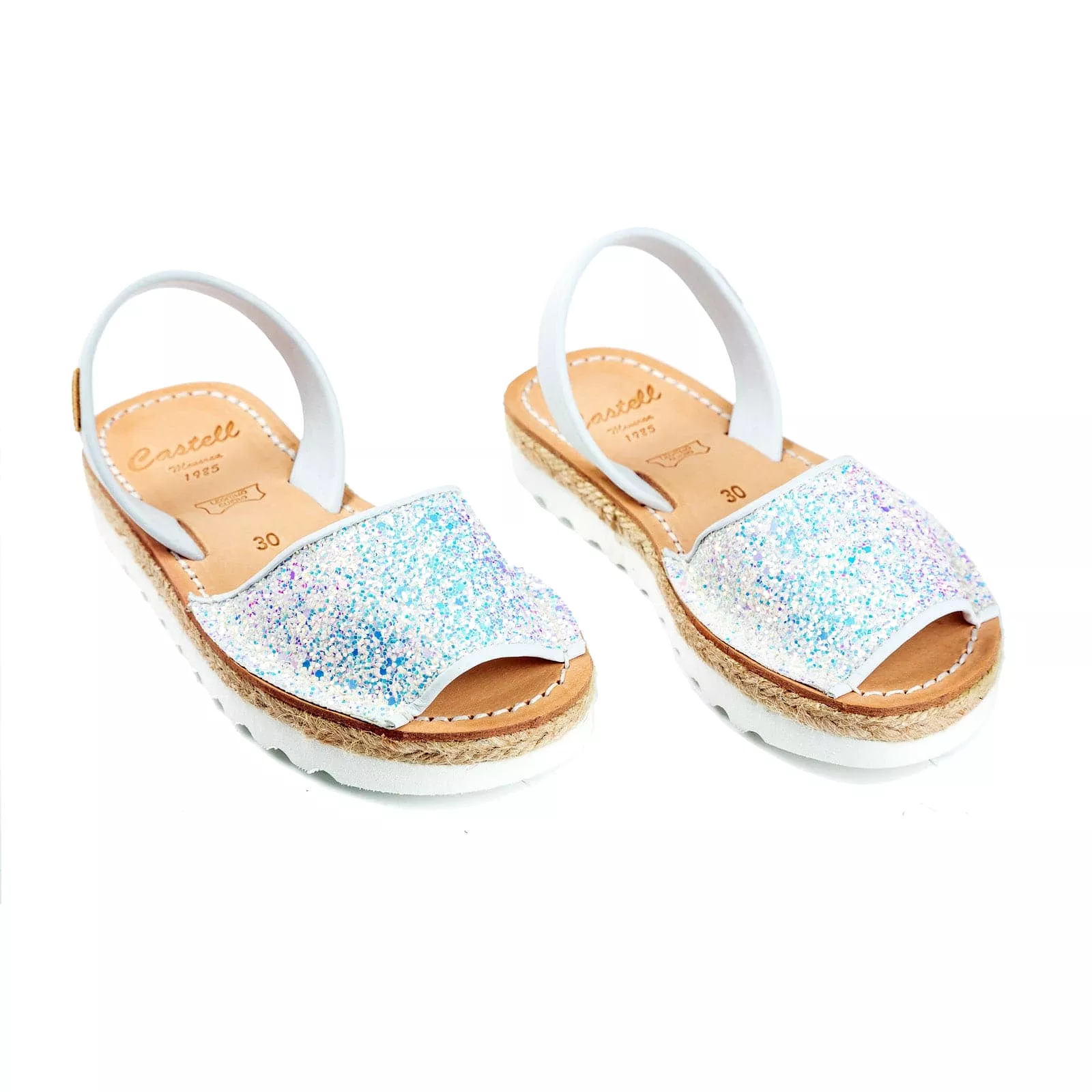 Glitter Menorcan Sandal for Kids - Roma Leather 1886R Stretch