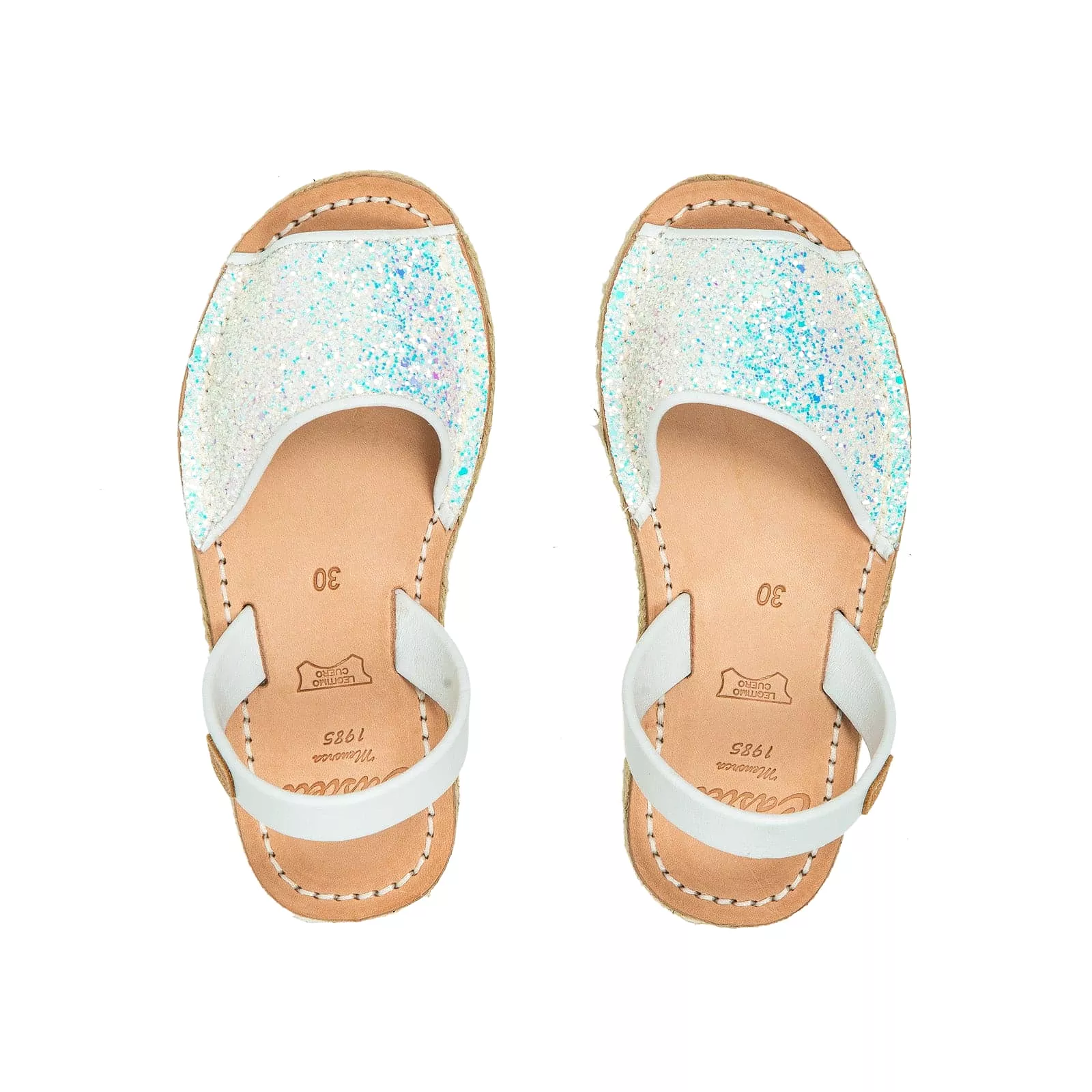 Glitter Menorcan Sandal for Kids - Roma Leather 1886R Stretch