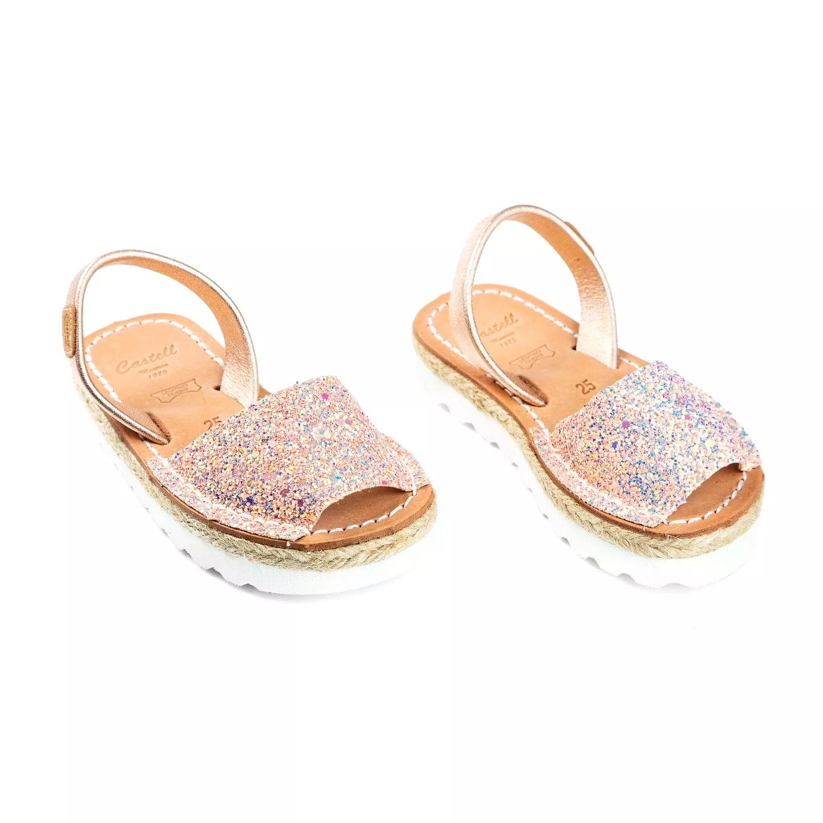 Glitter Menorcan Sandal for Kids - Roma Leather 1886R Stretch