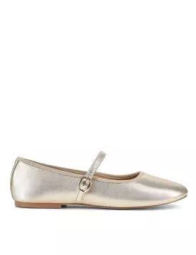 Gold Leather Bailey Flats