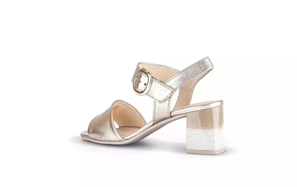 GOLD Leather Block Heel Sandal 70062