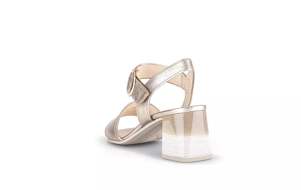 GOLD Leather Block Heel Sandal 70062