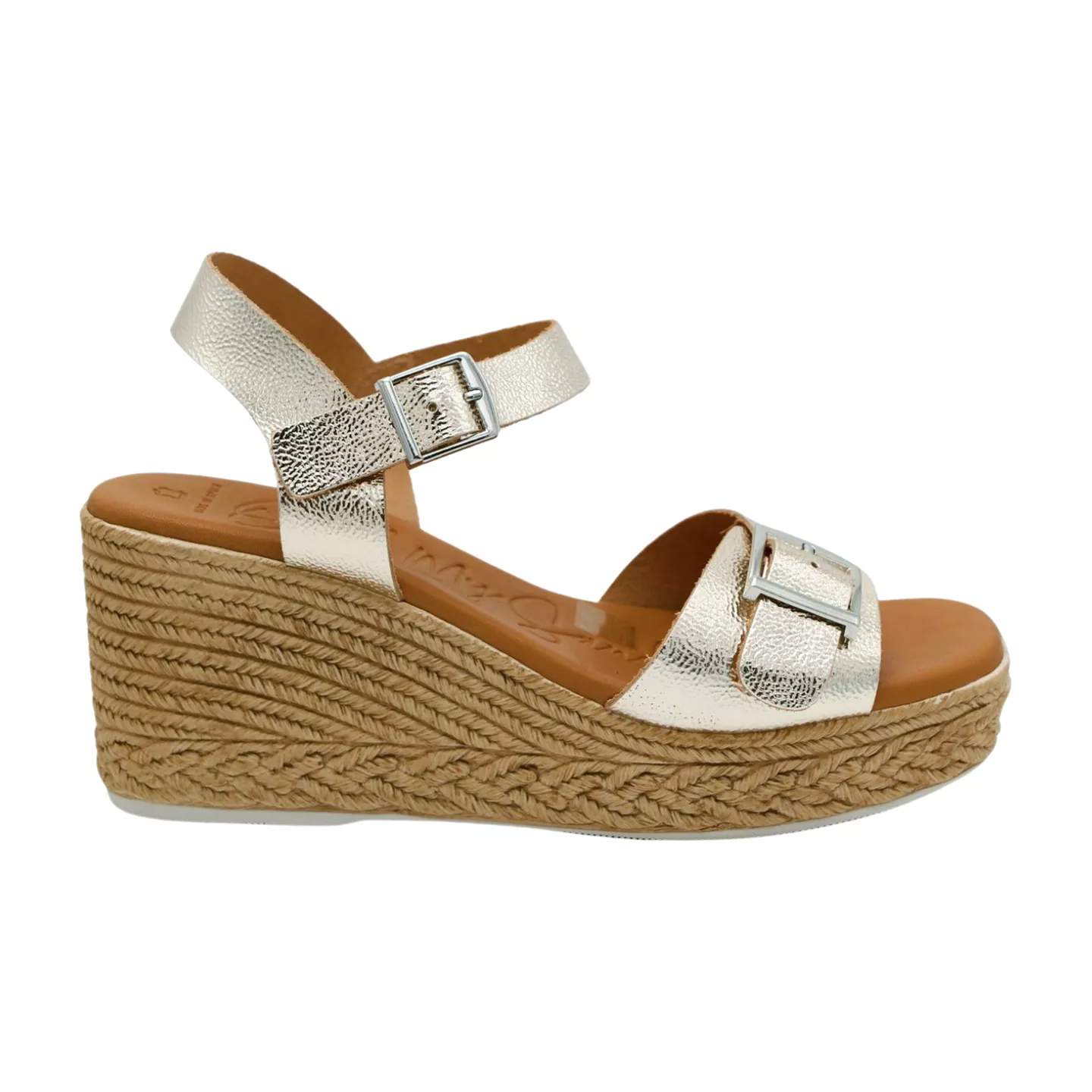 Gold Leather Wedge Sandal