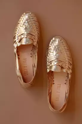 golden leather sandals.