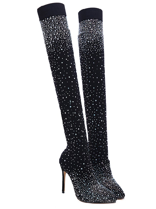 Google SEO friendly result: Sparkly High Heel Over the Knee Boots