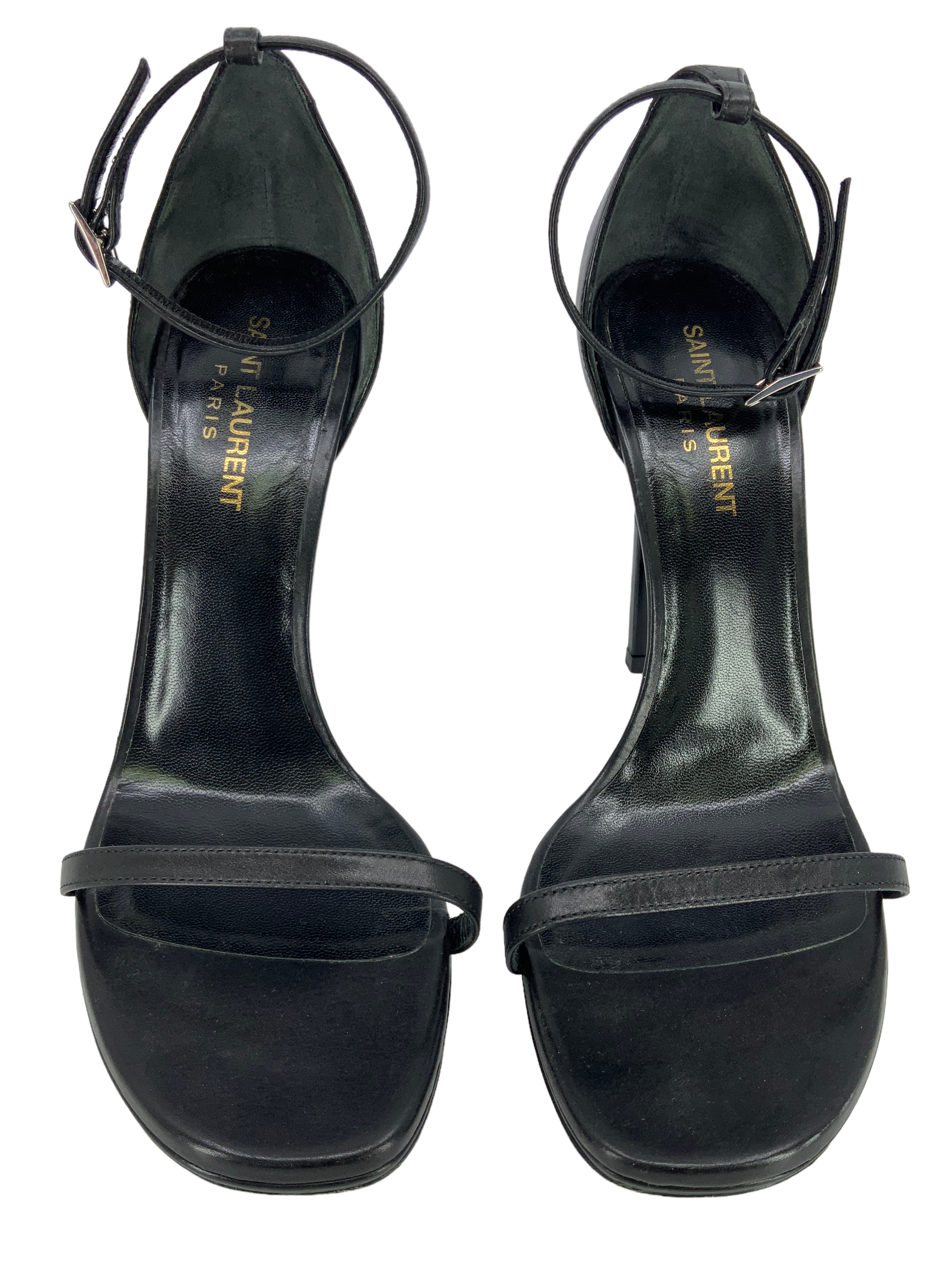 Google SEO optimized result: Saint Laurent Amber Patent Leather Sandals, Size 8.5