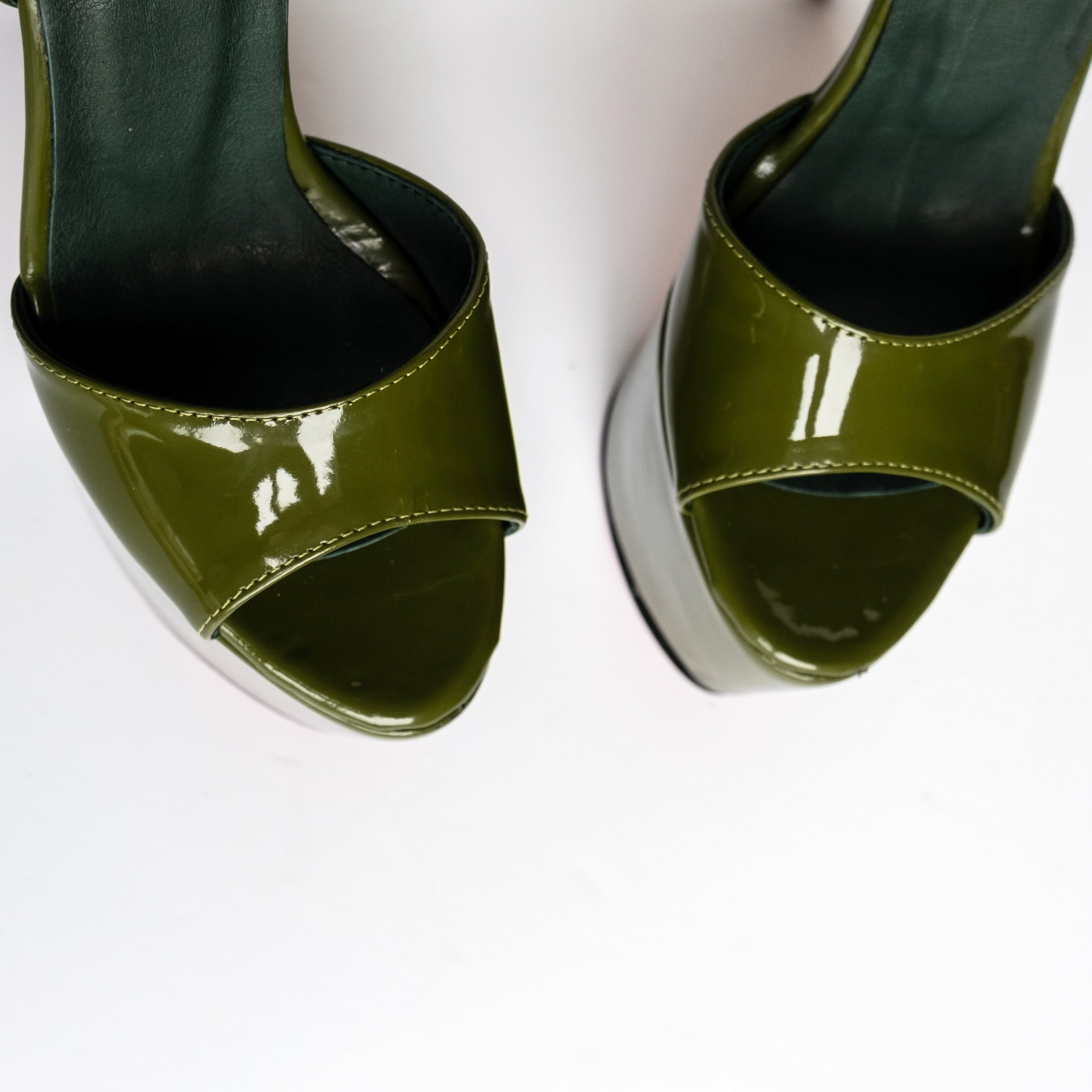 Green Metallic High Heel Sandals