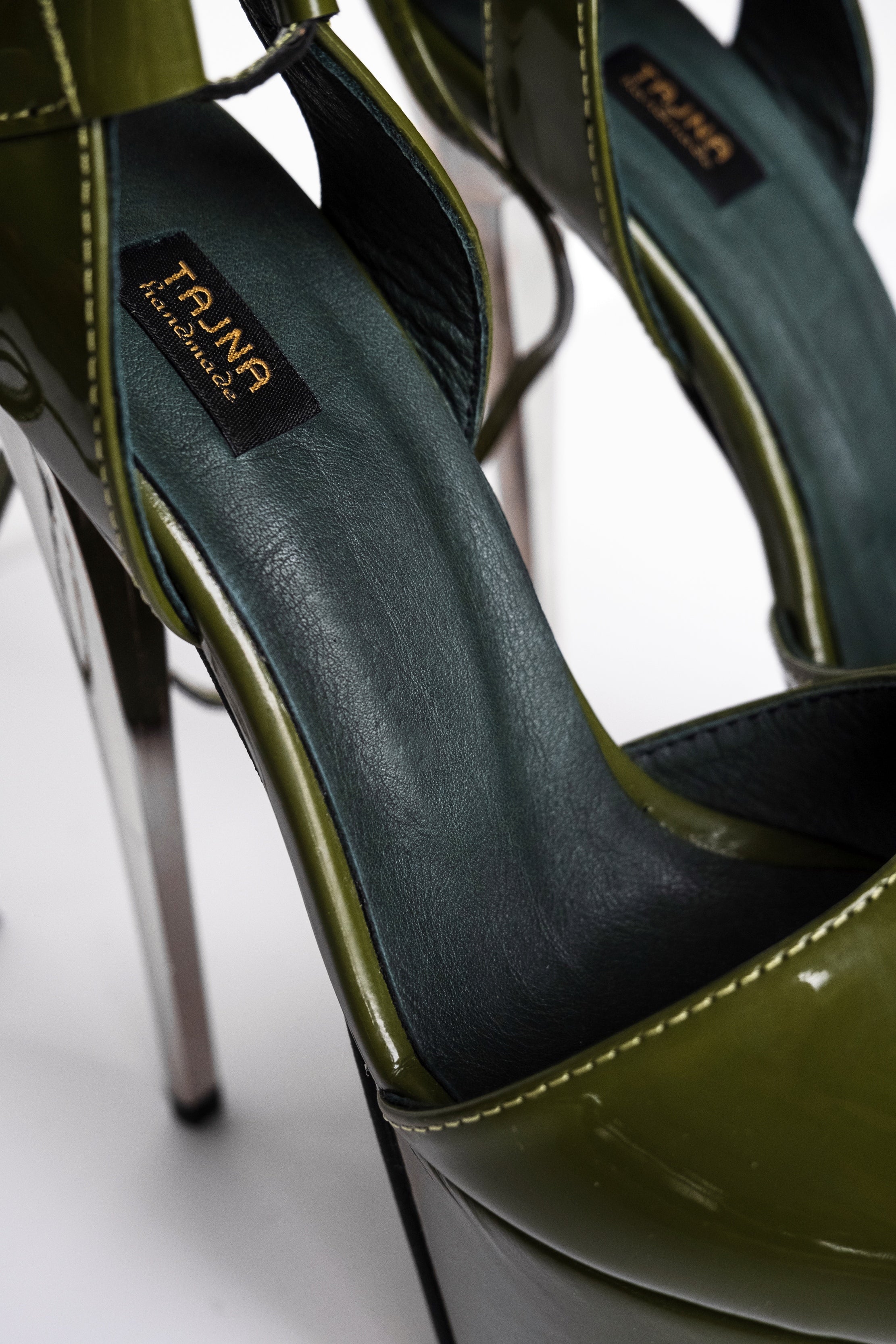 Green Metallic High Heel Sandals