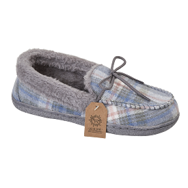 Grey Check Ladies Bedroom Slippers - Pembroke - Jo & Joe.