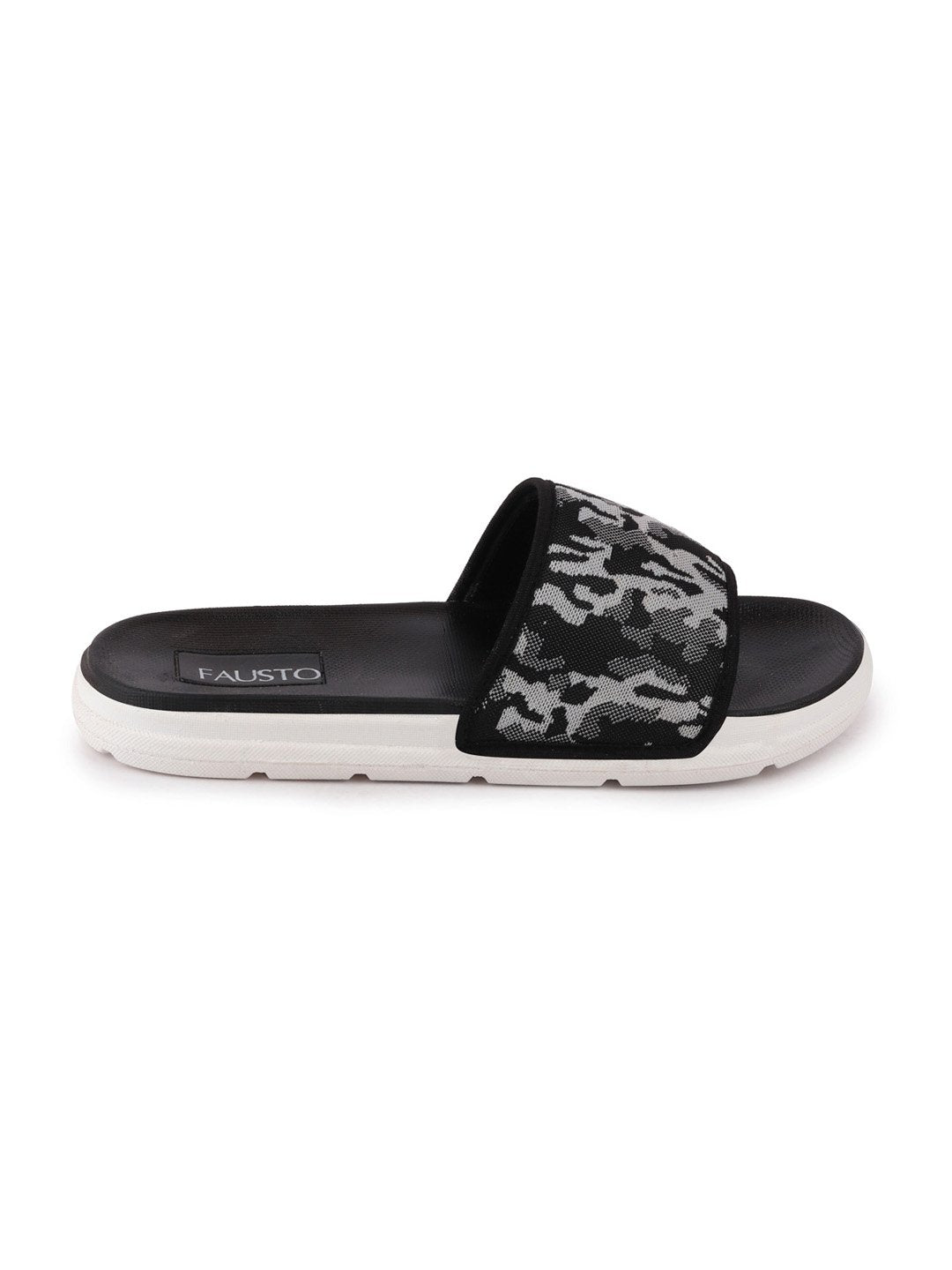 Grey Men's Casual Slip-On Printed Slider Flip-Flops