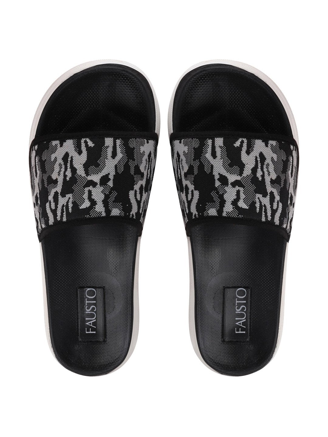 Grey Men's Casual Slip-On Printed Slider Flip-Flops