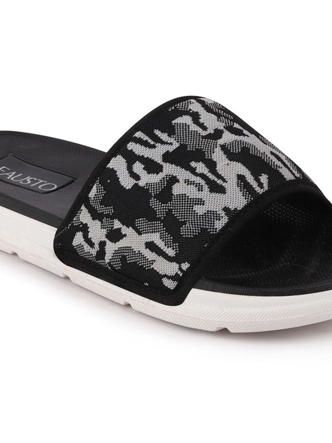 Grey Men's Casual Slip-On Printed Slider Flip-Flops