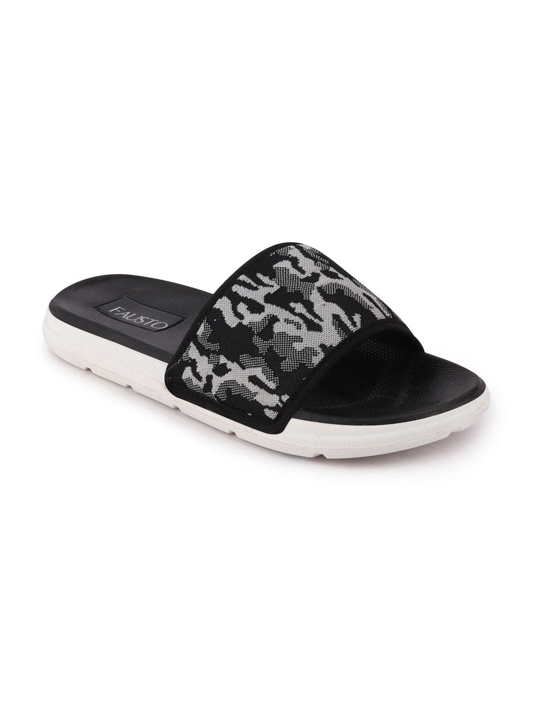 Grey Men's Casual Slip-On Printed Slider Flip-Flops