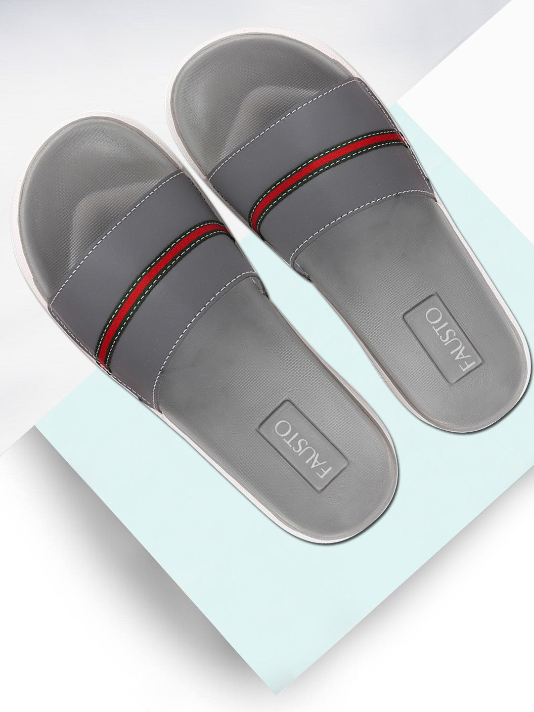 Grey Slip-On Color Block Flip-Flops for Men