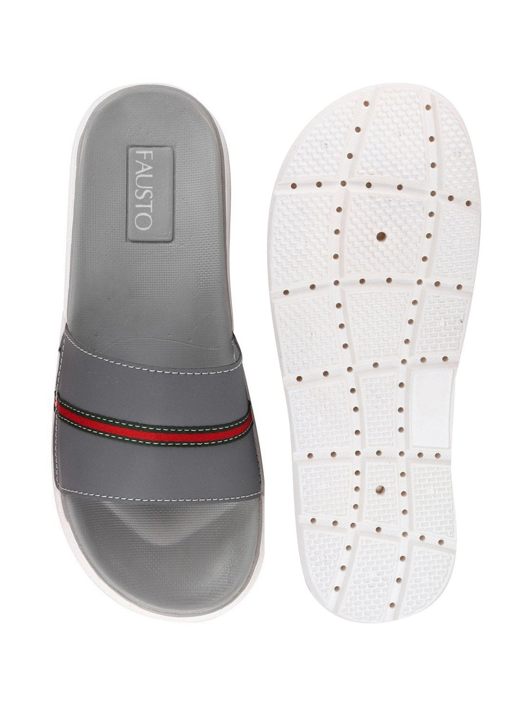 Grey Slip-On Color Block Flip-Flops for Men