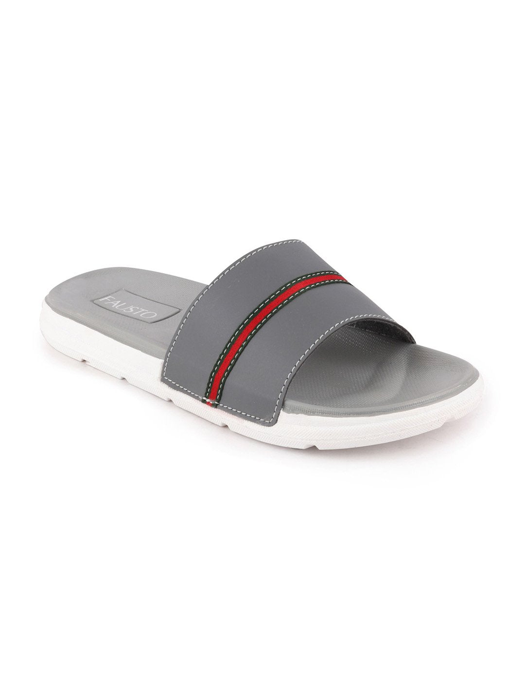 Grey Slip-On Color Block Flip-Flops for Men