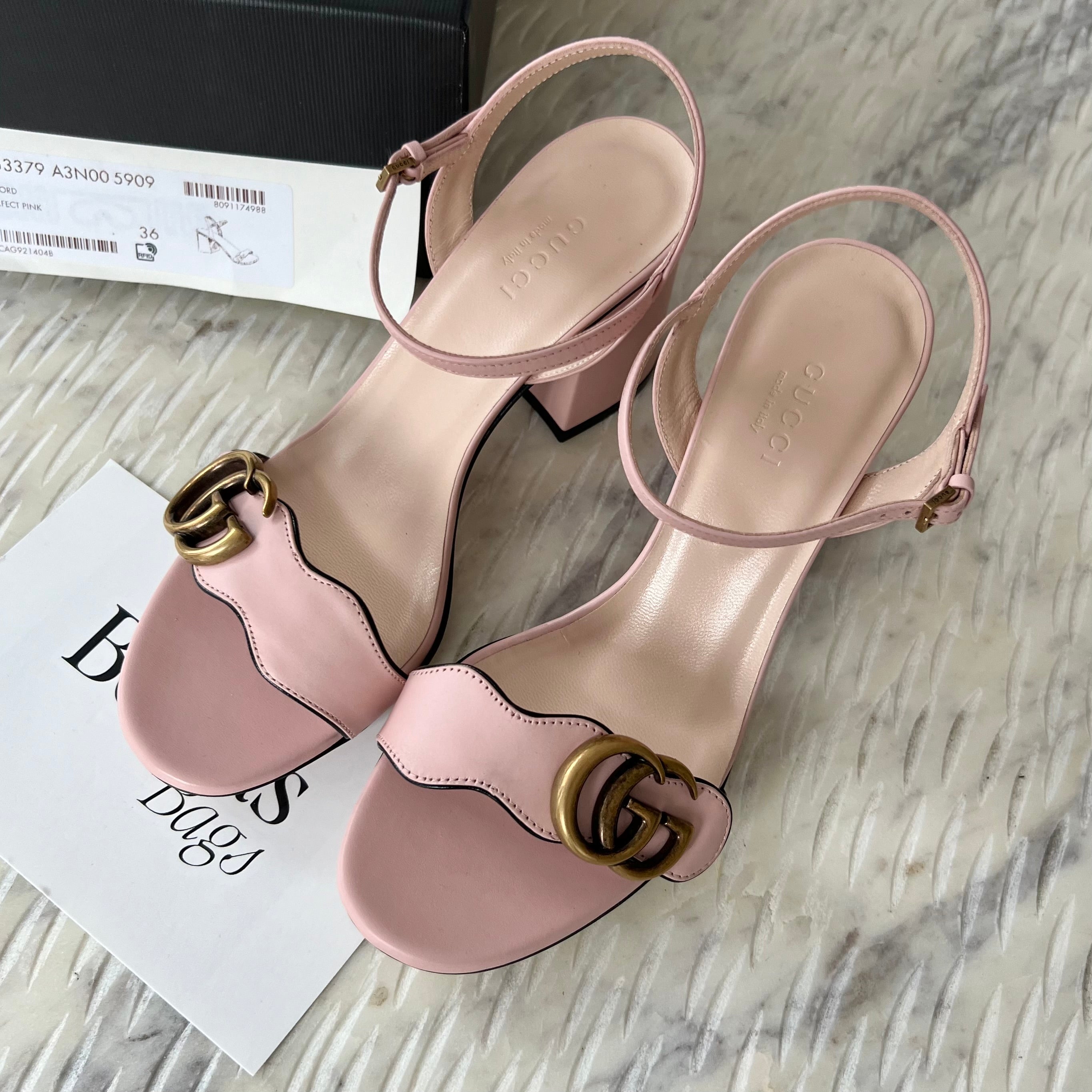 Gucci Leather Sandals with Mid Heel