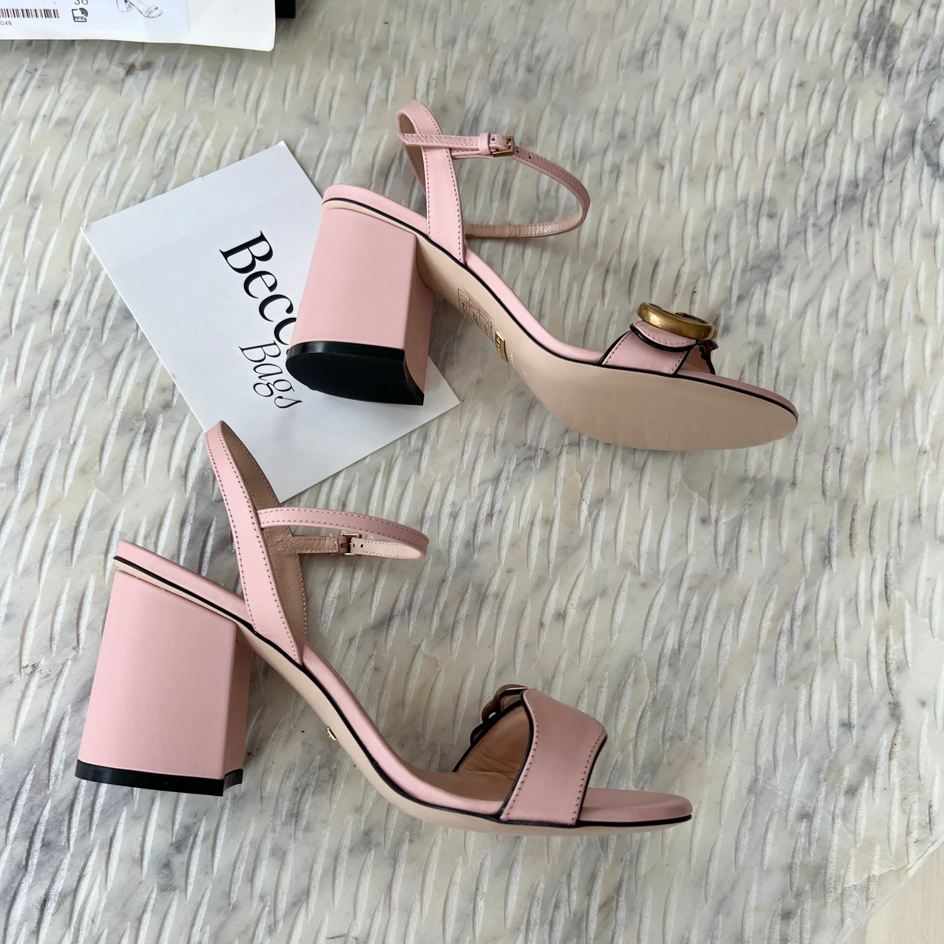 Gucci Leather Sandals with Mid Heel