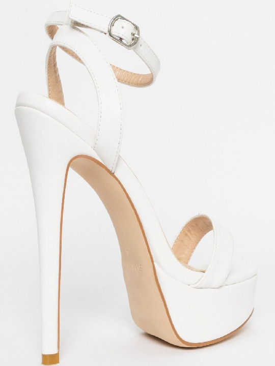 high heel shoes with platform and ankle buckle strap