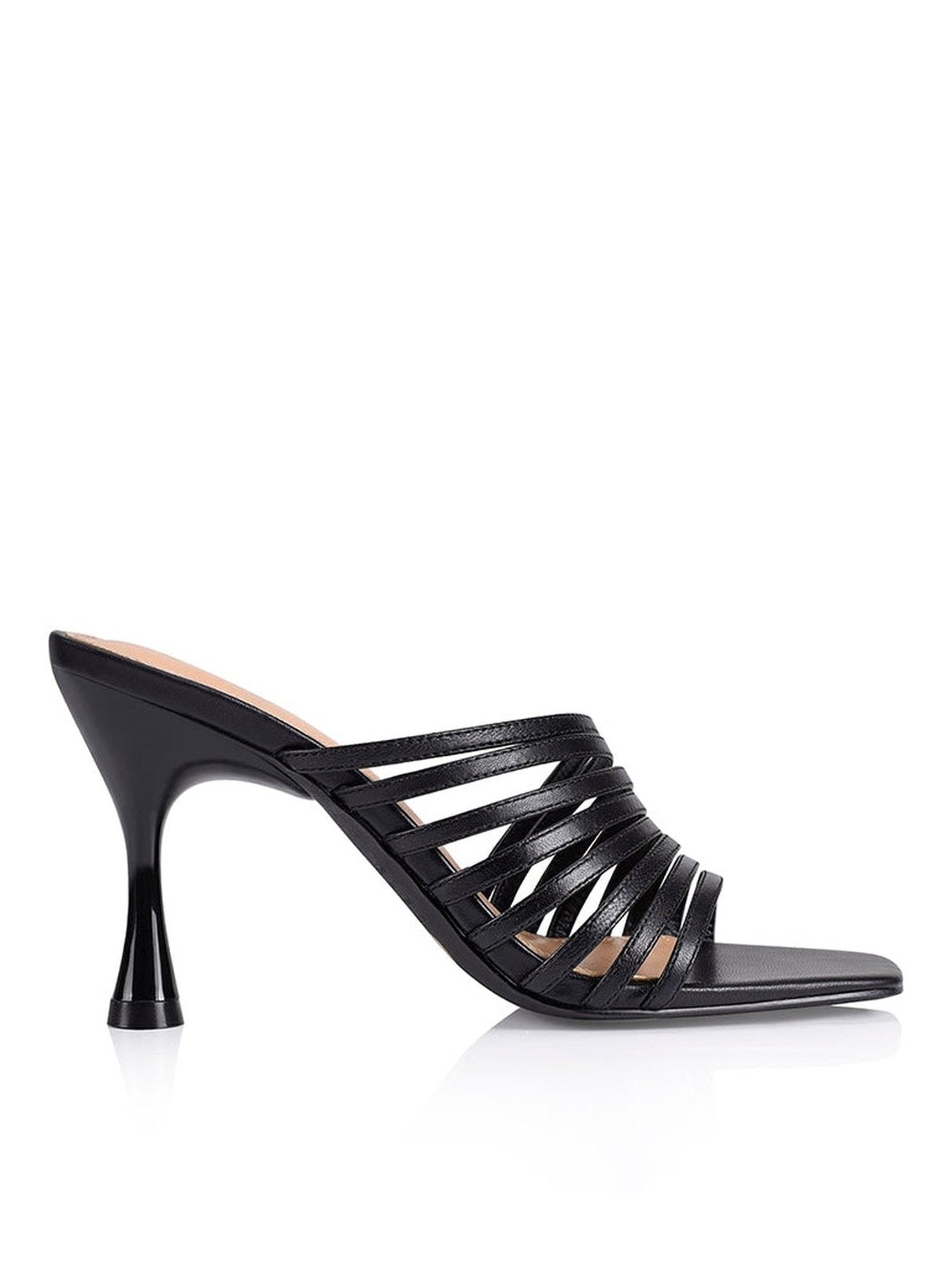 Izaac Black Leather Stiletto Mules