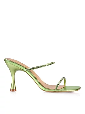 Izzy Lime Green Metallic Leather Stiletto Heels