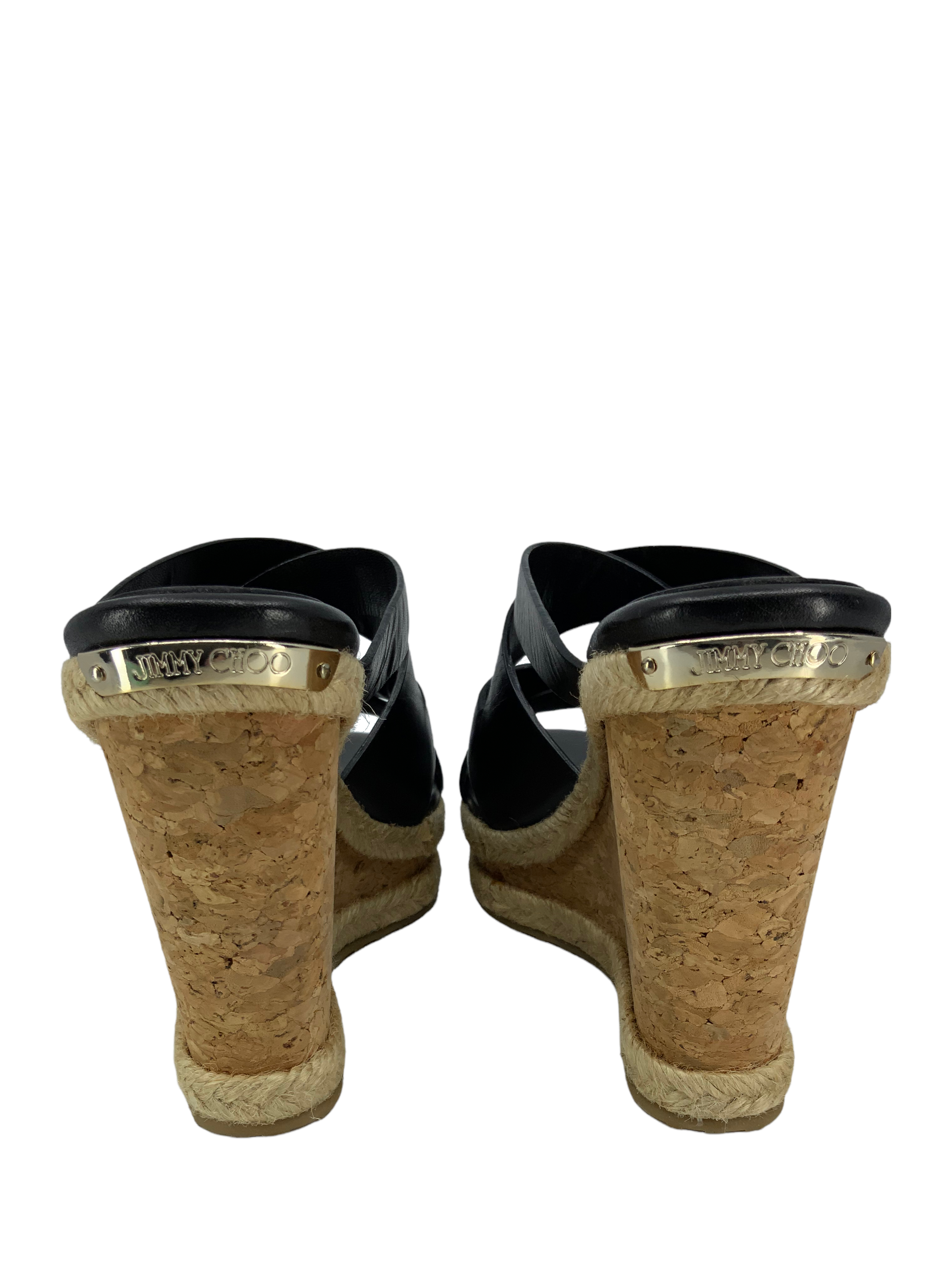 Jimmy Choo Prisma Cork Wedge Sandals Size 6