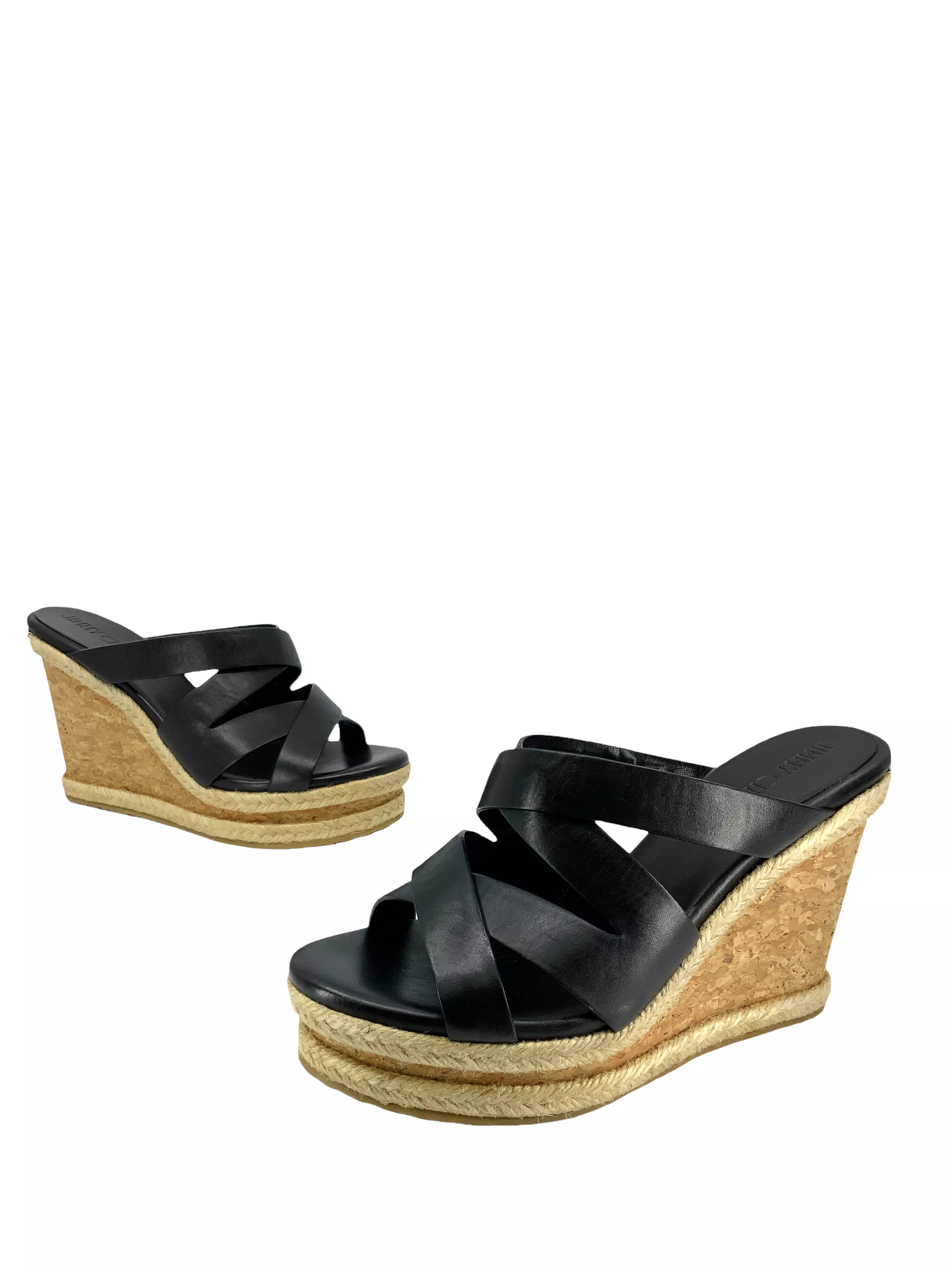 Jimmy Choo Prisma Leather Cork Wedge Sandals Size 6 - Buy Online