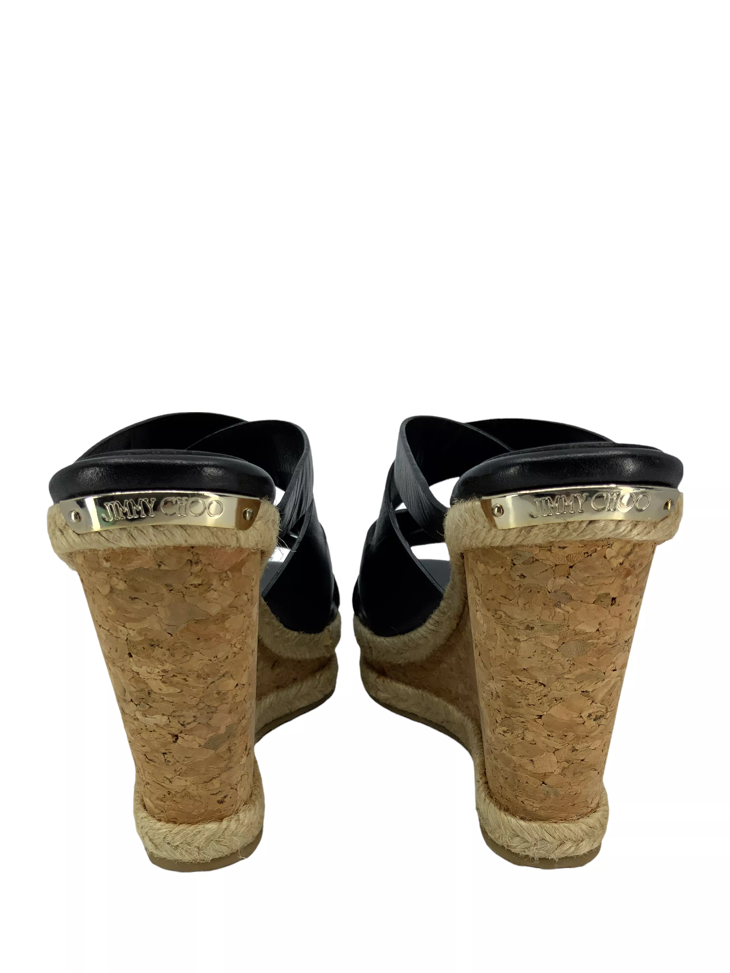 Jimmy Choo Prisma Leather Cork Wedge Sandals Size 6 - Buy Online