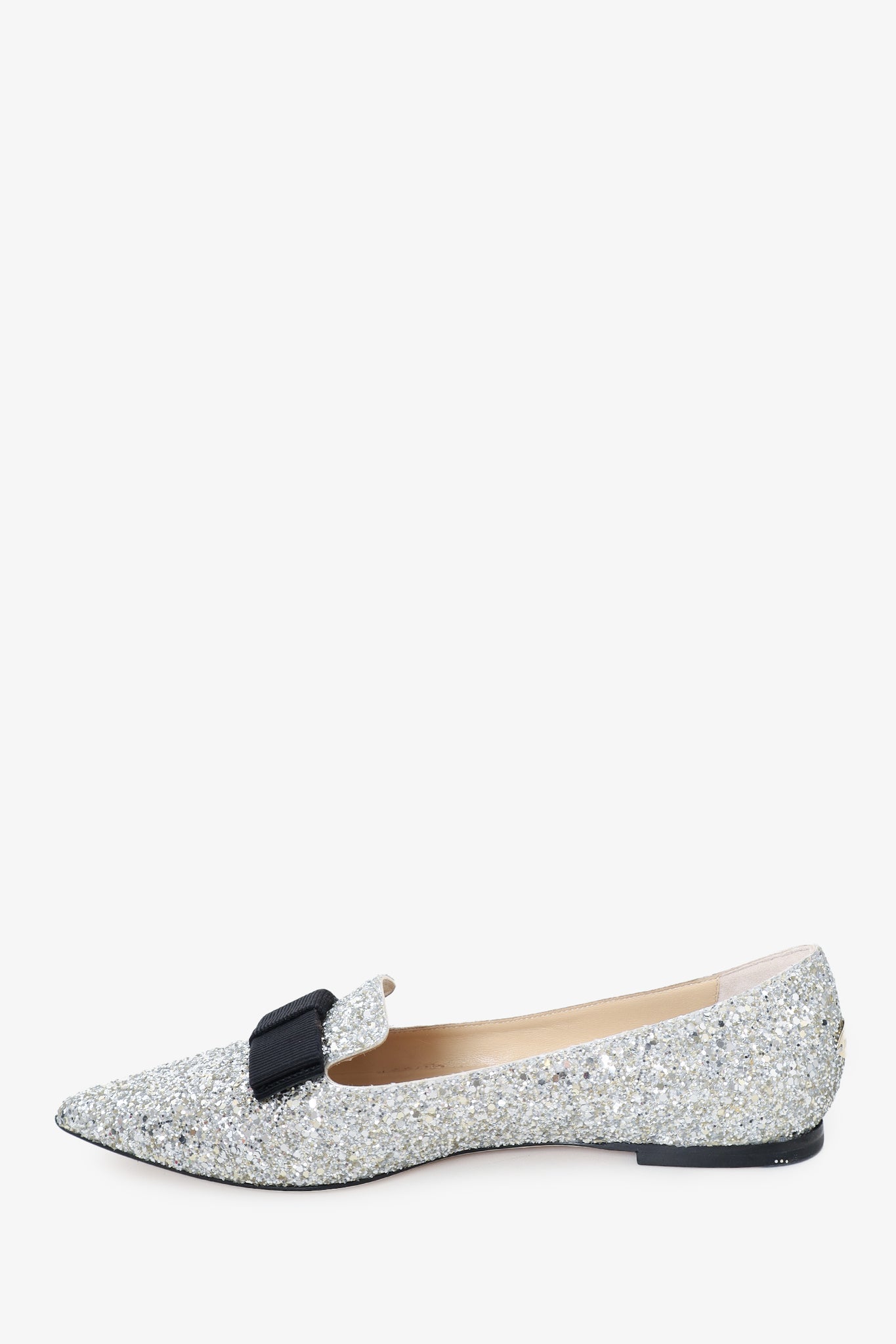 Jimmy Choo Silver Glitter Gala Ballet Flats 39.5