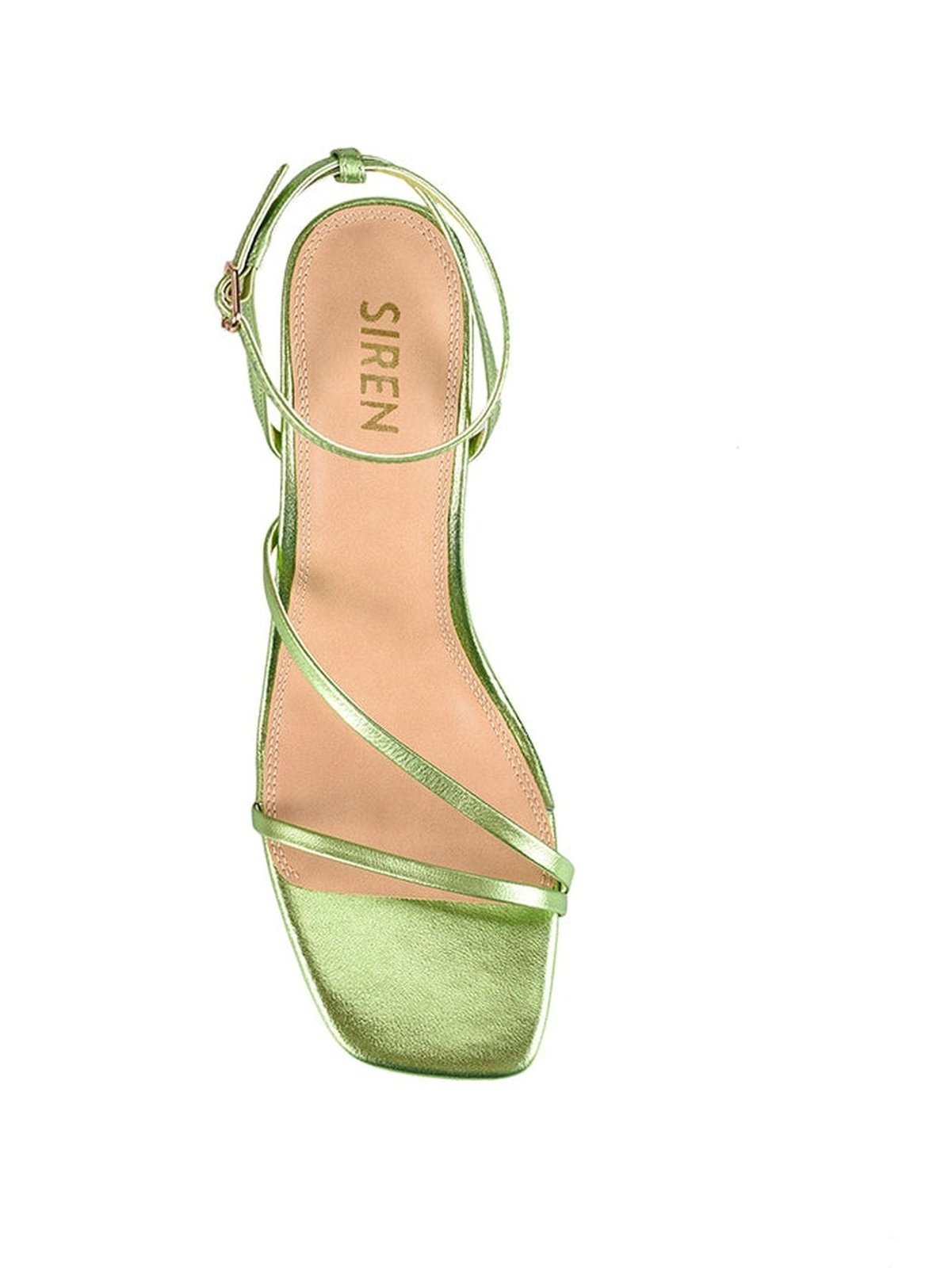 Kandice Lime Green Block Heel Sandals - Metallic Leather