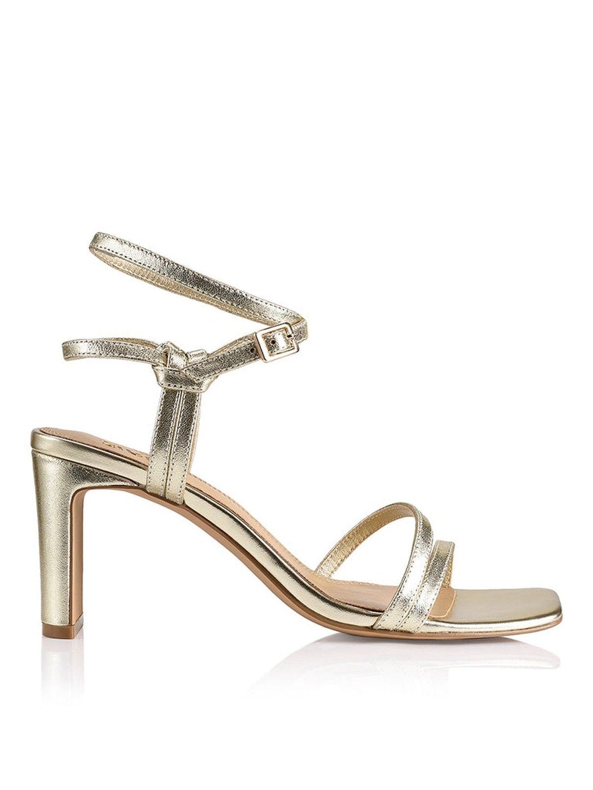 Kianna Sandals in Soft Gold Leather - Block Heel