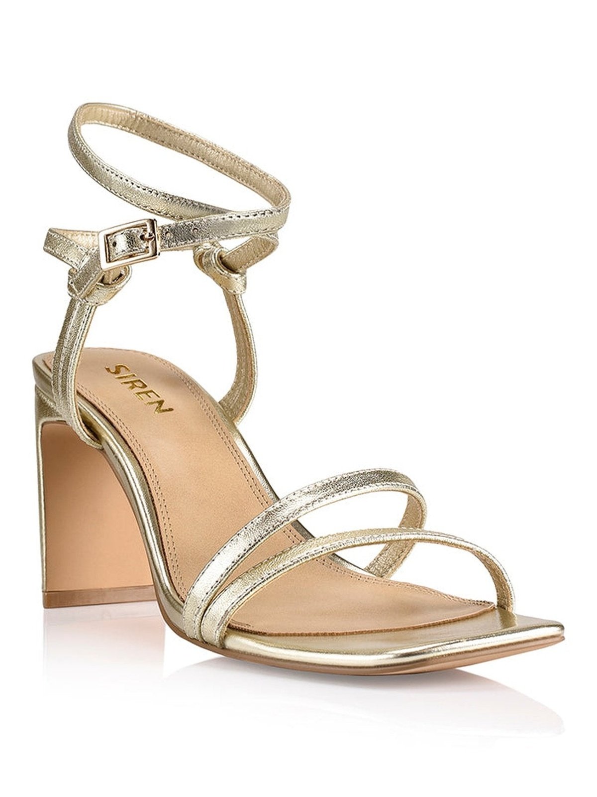 Kianna Sandals in Soft Gold Leather - Block Heel