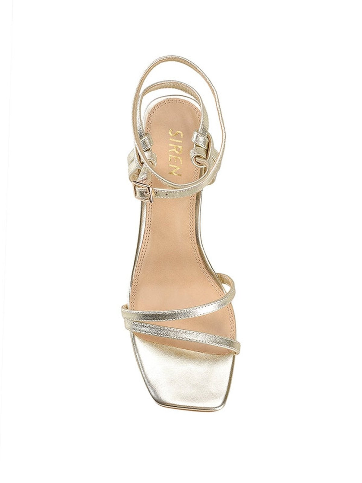 Kianna Sandals in Soft Gold Leather - Block Heel