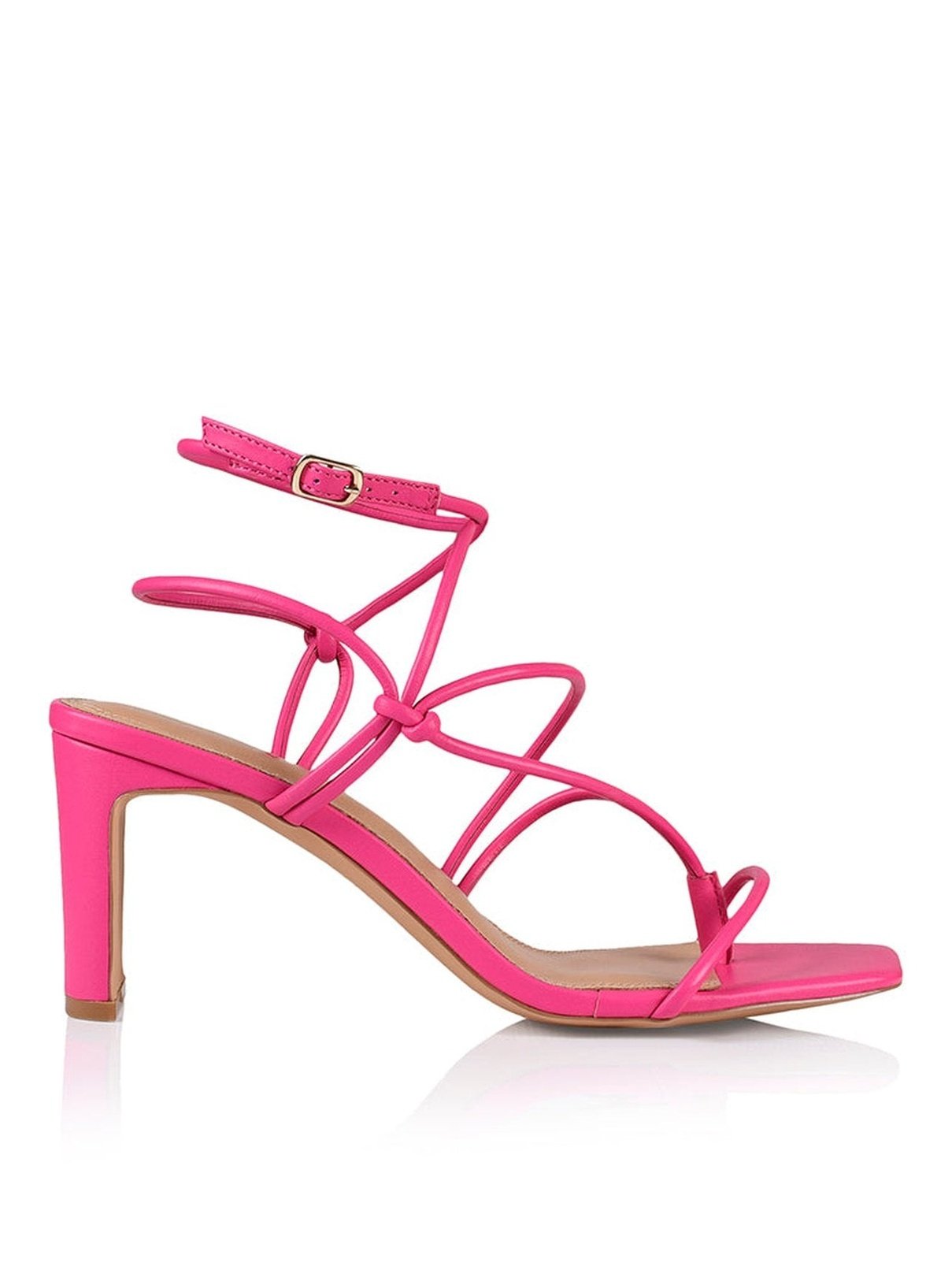 Kilby Pink Leather Block Heel Sandals